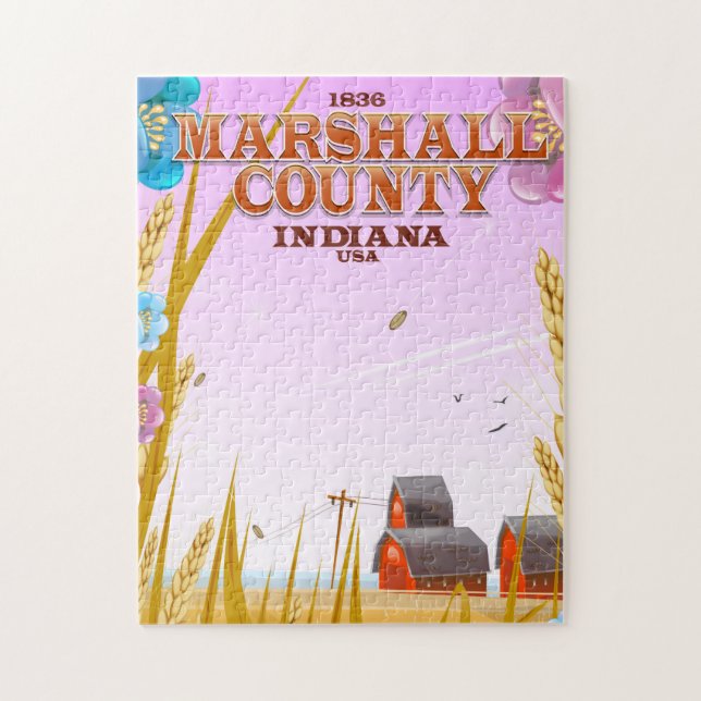 Marshall Landkreis '1836' Indiana Reiseplakat. Puzzle (Vertikal)