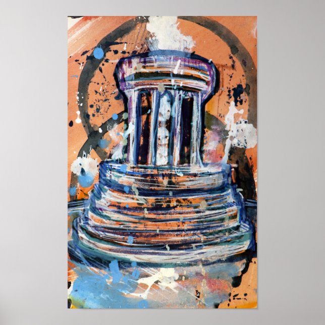 Marshall Michigan Fountain Abstrakte Kunst Poster (Vorne)
