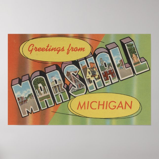 Marshall, Michigan - Große Buchstabenszenen Poster (Vorne)