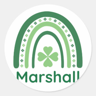 Marshall Name Clover Boho Regenbogen Runder Aufkleber