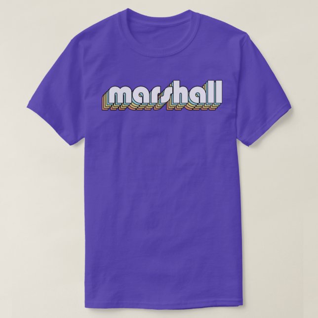 Marshall Retro Rainbow Typografie Faded Style T-Shirt (Design vorne)
