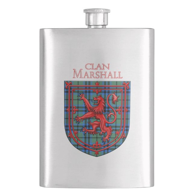 Marshall Tartan Scottish Plaid Lion Rampant Flachmann (Vorderseite)