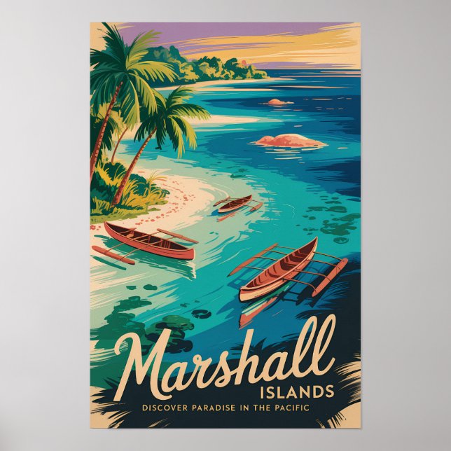 Marshallinseln Küstenillustration Reise Kunst Poster (Vorne)