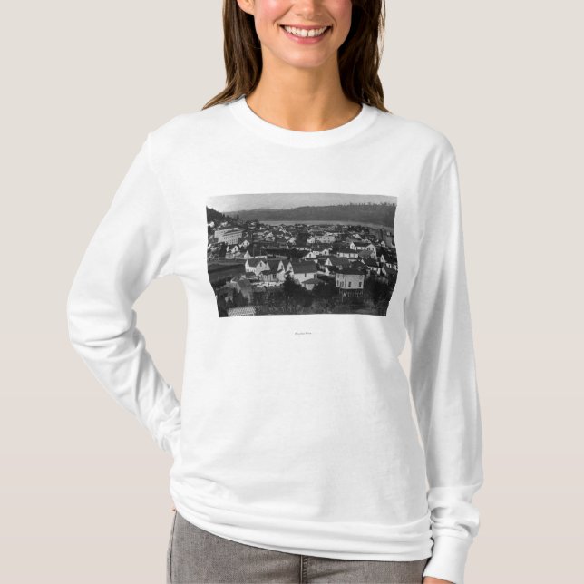 Marshfield, Oregon-Stadtansicht und Wasser T-Shirt (Vorderseite)