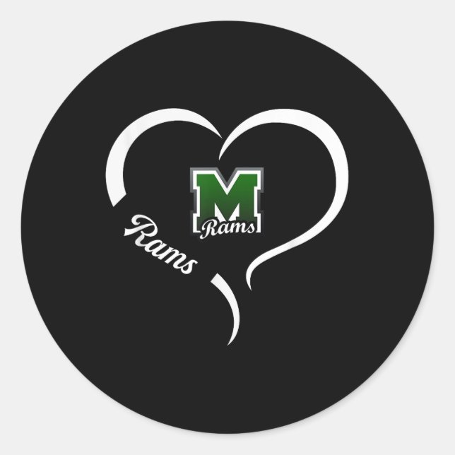 Marshfield Rams Logo Halbherz Slogan Hs Runder Aufkleber (Vorderseite)