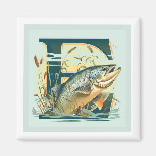 Marshian Square Salmon Magnet