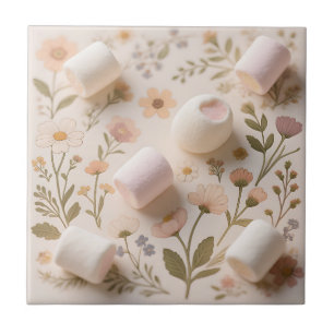 Marshmallow-Blumen-Pastell-Muster Fliese