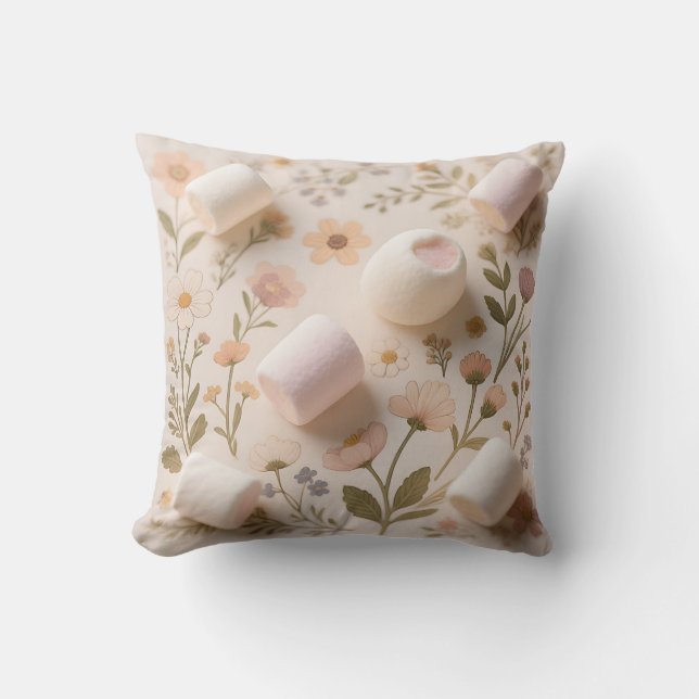 Marshmallow-Blumen-Pastell-Muster Kissen (Vorderseite)
