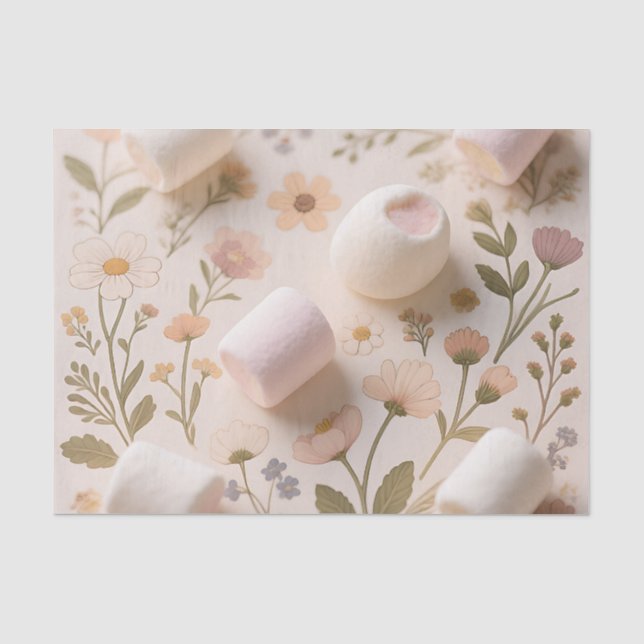 Marshmallow-Blumen-Pastell-Muster Seidenpapier (Vorderseite)