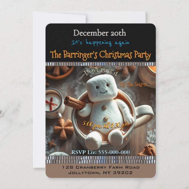 Marshmallow Fun Familienjubiläum Weihnachten Party Einladung (Vorderseite)