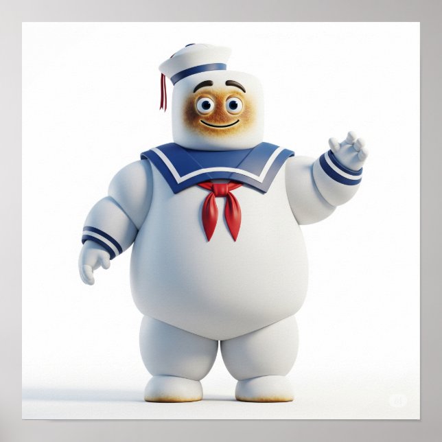 Marshmallow Monster Sailor Design Poster (Vorne)