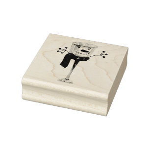 Marshmallow-Schneemann mit Karottennase Gummistempel