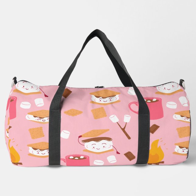 Marshmallow Schokoladenraucher vom Campfire rosa Duffle Bag (Vorderseite)