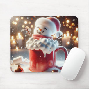 Marshmallow Snowman in heißer Schokolade Mousepad