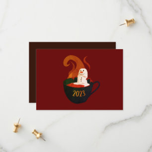 Marshmallow Snowman in Hot Cocoa Save The Date