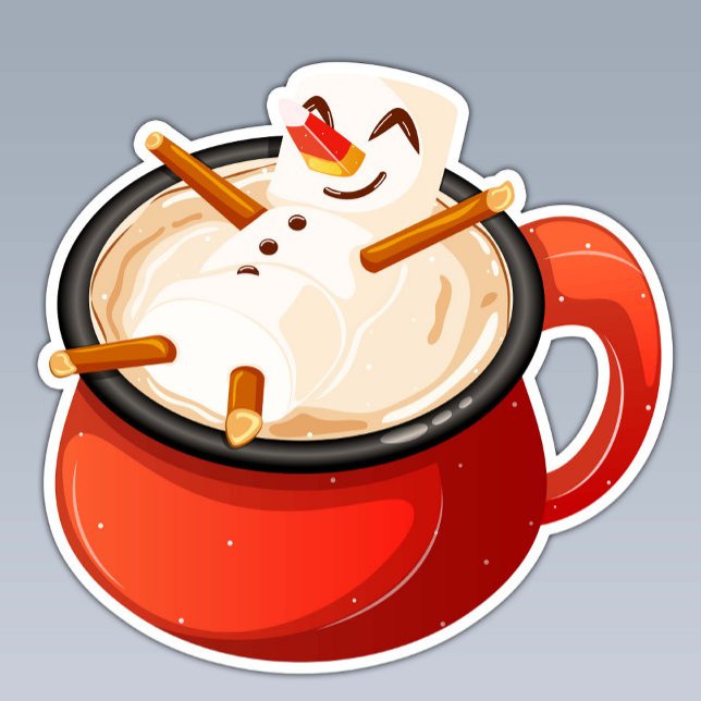 Marshmallow Snowman Relaxen in Hot Chocolate Tasse Aufkleber (Von Creator hochgeladen)
