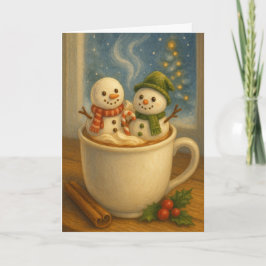 Marshmallow Snowmen Hot Cocoa Feiertagskarte