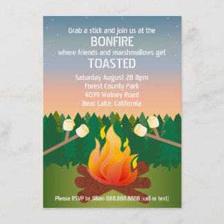 Marshmallows Toastes Bonfire-Party Einladung