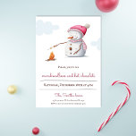 Marshmallows und Hot Chocolate Snowman Holiday Einladung<br><div class="desc">Minimalistische Urlaubseinladung mit einer Illustration eines Schneemanns,  der Marshmallows geröstet. Ein schöner Tag,  um Ihre Familie,  Freunde und Nachbarn zu einem Abend von Leckereien einzuladen. Illustriert und entworfen von Patricia Alvarez.</div>