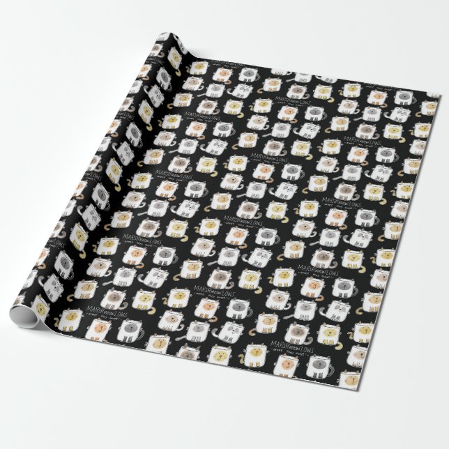 MARSHmeowLOWS Whimsical Wordplay Cat Marshmallows Geschenkpapier (Ungerollt)