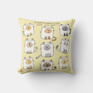 MARSHmeowLOWS Whimsical Wordplay Cat Marshmallows Kissen
