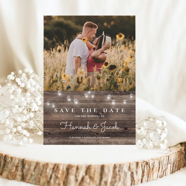 Marson Jar Rustic Wood Wedding Save The Date (Von Creator hochgeladen)