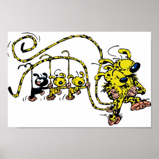 Marsupilami-Babys hängen auf Schwanz Poster