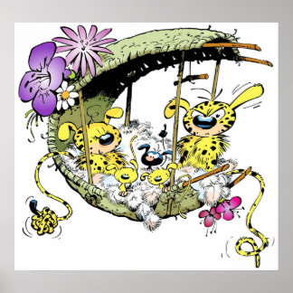 Marsupilami im Nest mit der Familie Poster