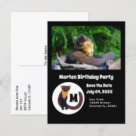 Marten Birthday Party Foto Monogram Einladungspostkarte