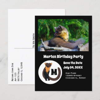 Marten Birthday Party Foto Monogram Einladungspostkarte
