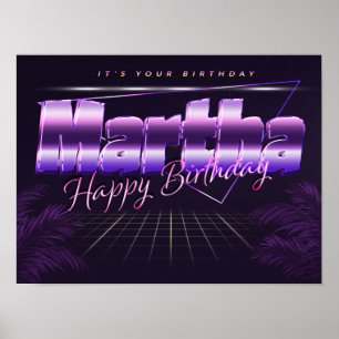 Martha Name Vorname lila retro Poster Geburtstag