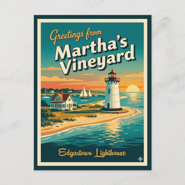 Martha’s Vineyard MA, Edgartown Leuchtturm Postkarte (Vorderseite)