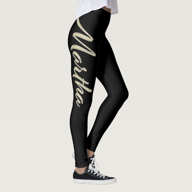 Martha white gold Handwriting Hose Leggings (Rechts)