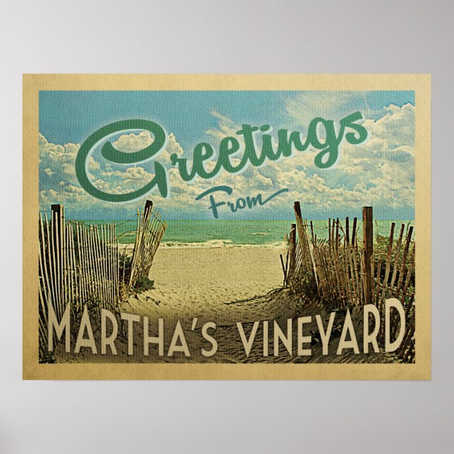Martha's Vineyard Beach Vintage Poster (Vorne)