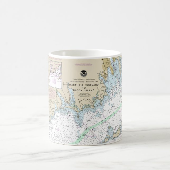 Martha's Vineyard blockiert Island Nautical Chart Kaffeetasse (Mittel)