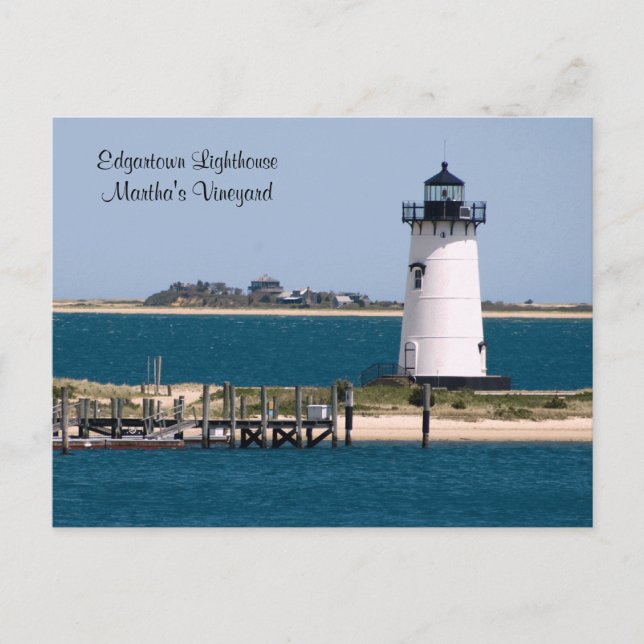 Martha's Vineyard, Edgartown Lighthouse Post Card Postkarte (Vorderseite)