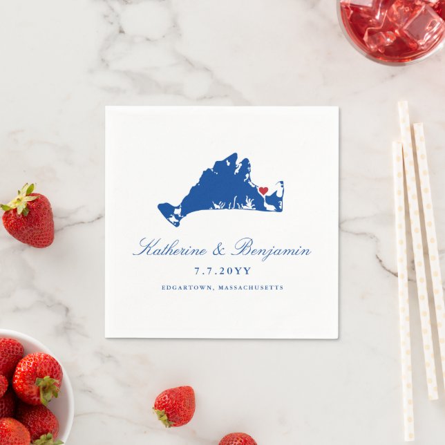 Martha's Vineyard Edgartown Navy Wedding Napkin Serviette (Beispiel)