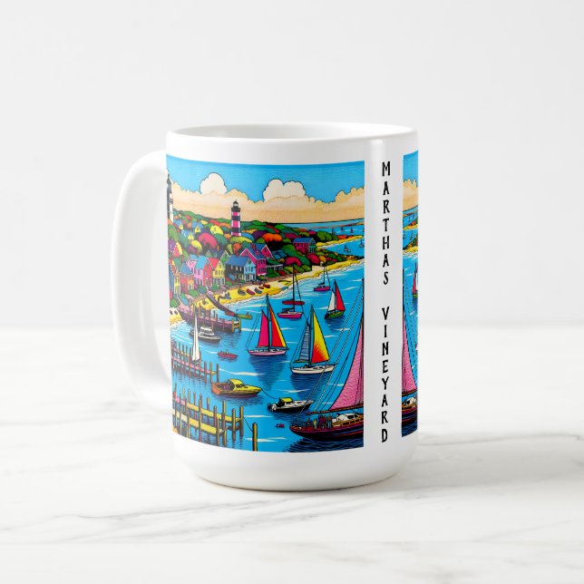 Martha's Vineyard | Farbige Abstrakte Kunst Kaffeetasse (Vorderseite Links)