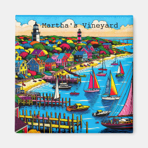 Martha's Vineyard Farbige Abstrakte Kunst Magnet