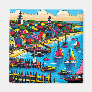 Martha's Vineyard Farbige Abstrakte Kunst Magnet