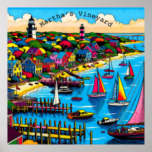 Martha's Vineyard   Farbige Abstrakte Kunst Poster
