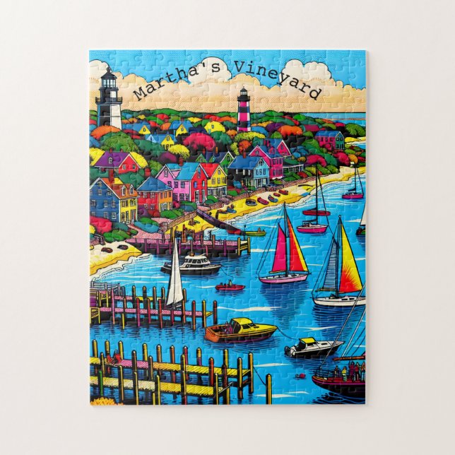 Martha's Vineyard | Farbige Abstrakte Kunst Puzzle (Vertikal)