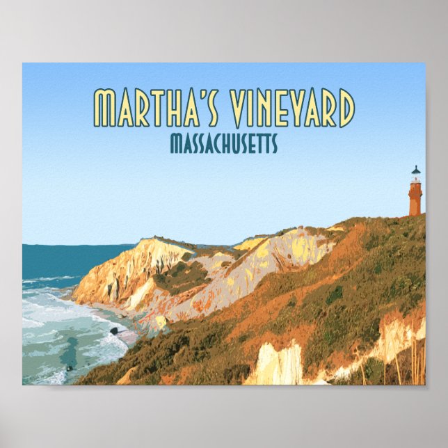 Marthas Vineyard Gay Head Leuchtturm Massachusetts Poster (Vorne)