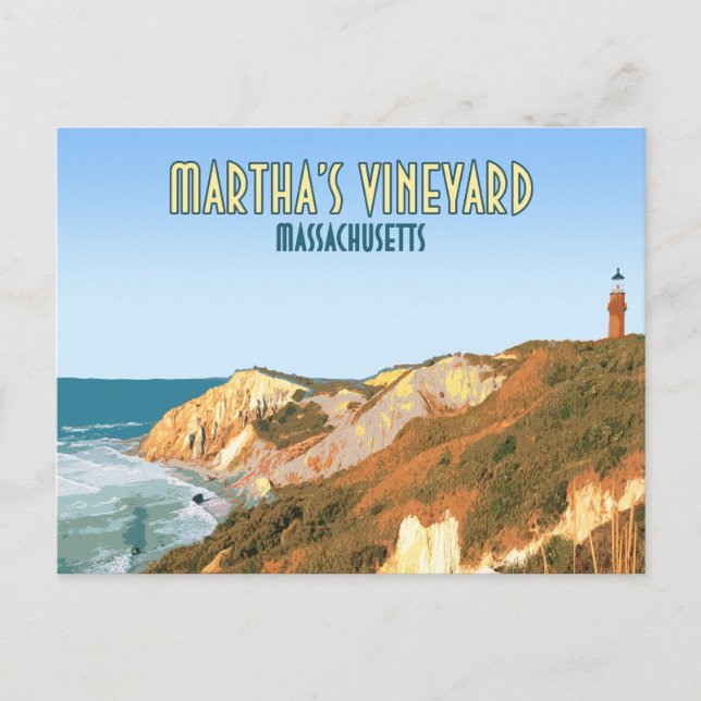 Marthas Vineyard Gay Head Leuchtturm Massachusetts Postkarte (Vorderseite)