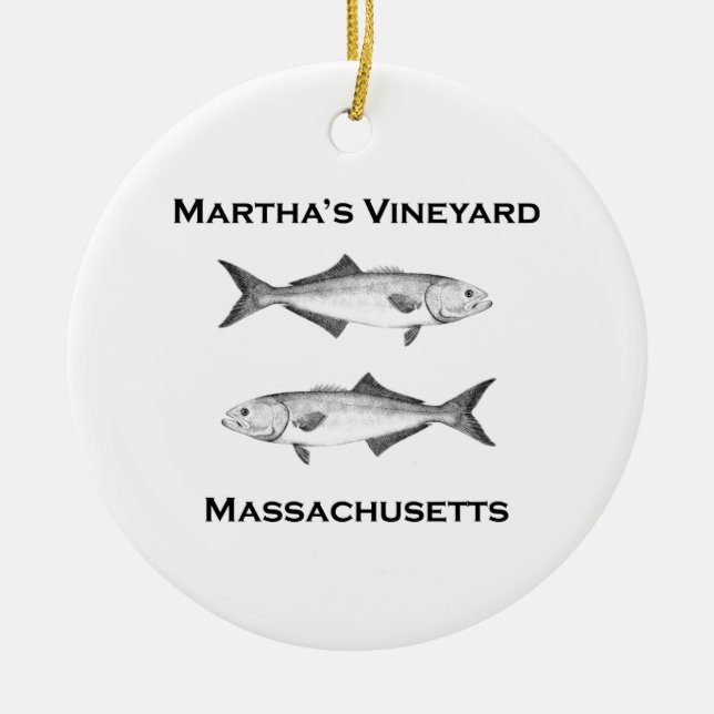 Martha's Vineyard-Goldmakrele Keramik Ornament (Vorne)