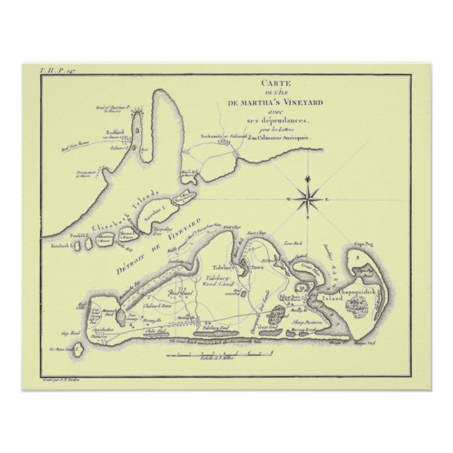 Martha's Vineyard Island 1784 Poster (Vorderseite)