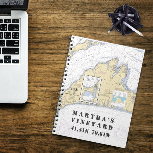 Martha's Vineyard Latitude Longitude Boater Notizblock