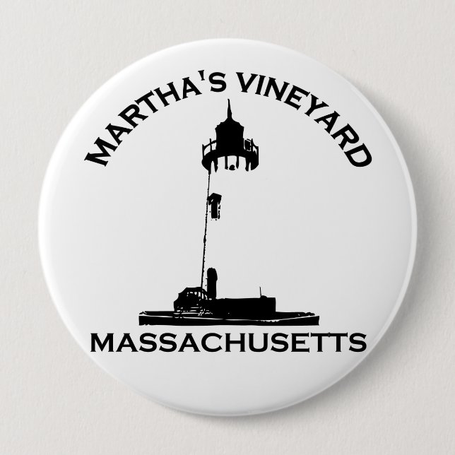 Martha's Vineyard-"Leuchtturm-" Entwurf Button (Vorderseite)