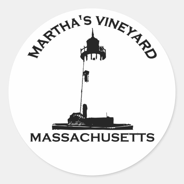 Martha's Vineyard "Lighthouse" Design. Runder Aufkleber (Vorderseite)