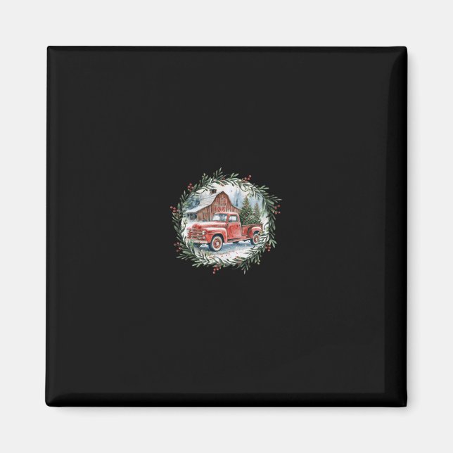 Martha's Vineyard Ma Christmas Trees Red Truck Bla Magnet (Vorne)